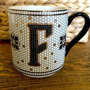 Anthropologie letter F mug. Beautiful! Tiled design.